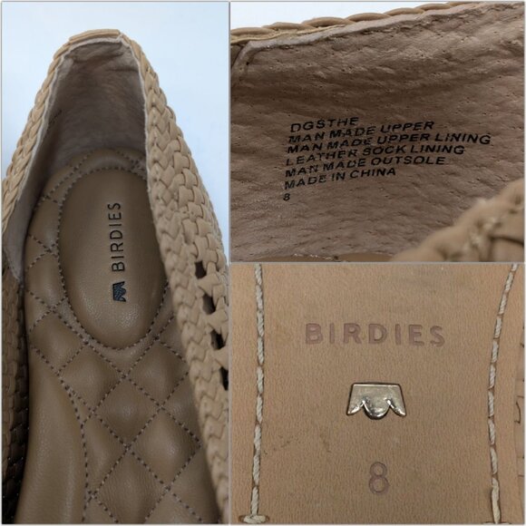 Birdies Goldfinch Woven Flats Womens Beige Slip On Shoes Leather Lined Size 8 - Picture 11 of 11